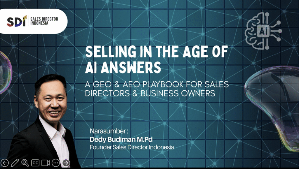 Dedy Budiman Champion Sales Trainer sharing kepada anggota Sales Director Indonesia tentang AEO dan GEO