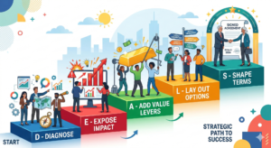 2. Infografis kerangka DEALS: Diagnose, Expose, Add, Lay Out, Shape Terms