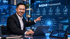 Dedy Budiman memaparkan riset RADAR tentang cara mengukur AI visibility brand di Indonesia